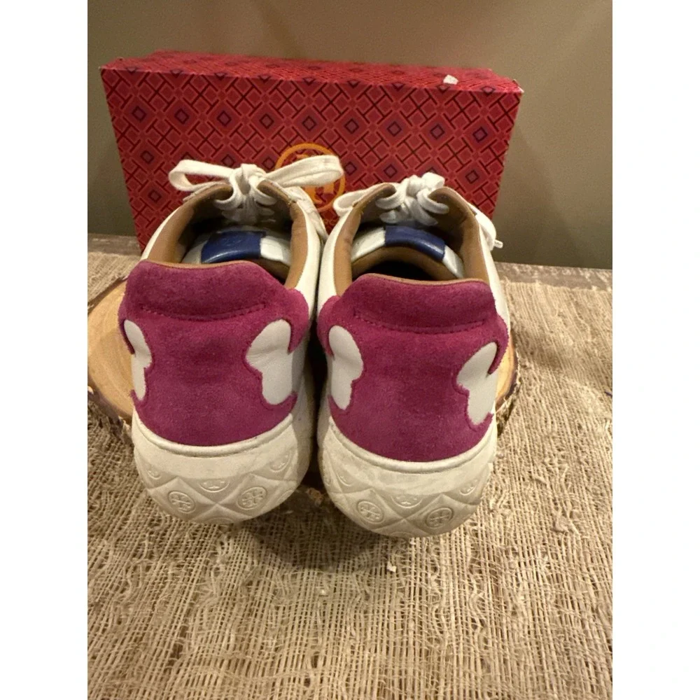 Tory Burch Ladybug Sneaker Intra-Mesh New Ivory & Fuchsia 141753 Women's S-9.5
